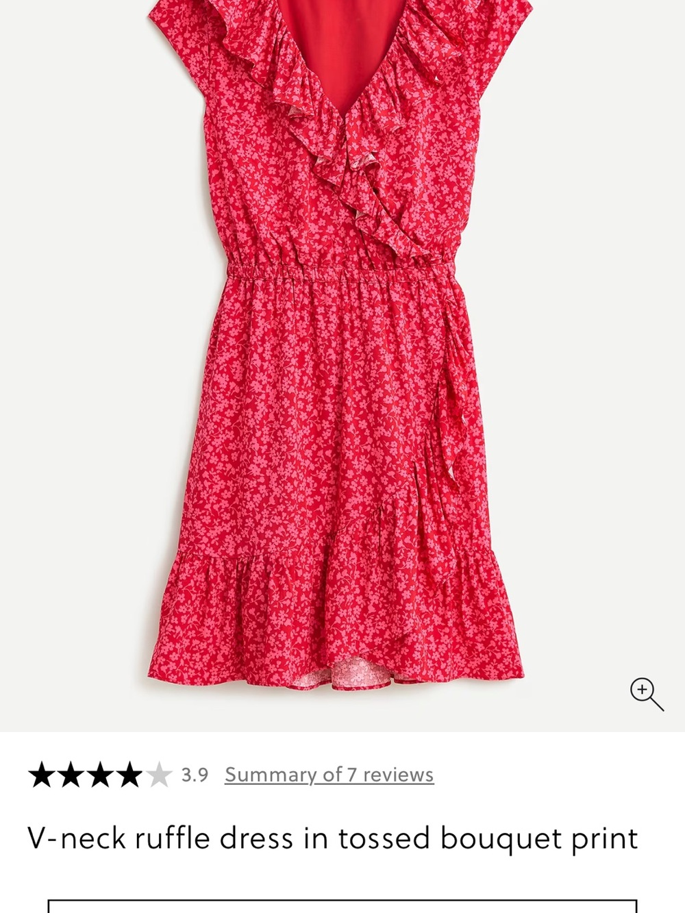 J. Crew Pink Floral V-Neck Ruffle Mini Dress